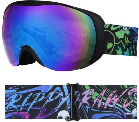 YooxArmor Masque de Ski Enfant OTG,Lunette de Ski Enfant 6 à 14 Ans,Anti 100% UV 400 Protection Antibuée Masques pour Garçons et Filles pour Ski Snowboard Autres Sports Hiver,Compatible avec Casque
