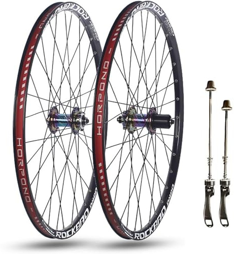 KUNYOS 24'' 26'' 27,5'' 29'' Fahrrad Laufradsatz Für Mountainbike Schnellspanner Vorderräder Hinterräder Double Layer Felgen Scheibenbremse 32H Naben Für 7-11 Gang,Coloured,29inch