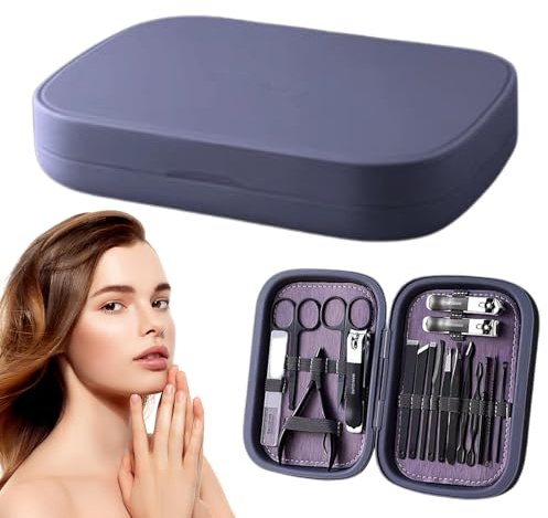 Kit de Manicura Kit de Manicura y con Estuche Transporte | Cortaúñas con Tijeras para Manos y Pies para Mujeres, Adultos, Mayores, Adolescentes, Ancianos, Viaje, Viaje de Negocios,