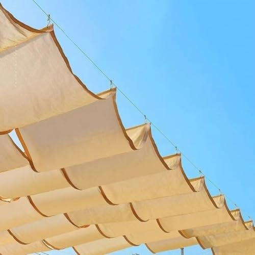 Toldo Retráctil, Vela De Sombra Corredera Ondulada, Toldo para Techo, Cubierta Decorativa para Jardín, Patio O Terraza (Beige), Ideal para Terrazas, Cenadores Y Patios Traseros(2x2.8m)