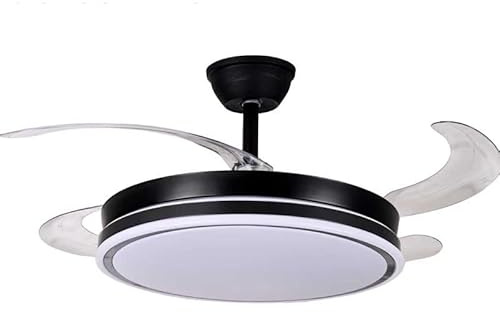 DRW Ventilador de Techo con luz y 4 aspas retractiles en Negro volturno 53x106x106 cm