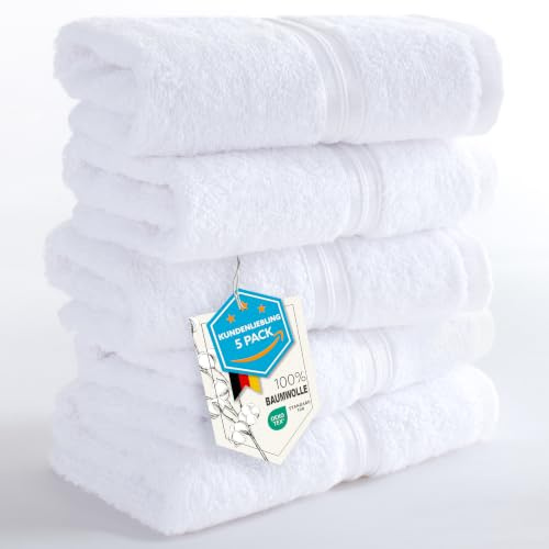 Hammetex gästhanddukar, set om 5, 30 x 50 cm, 100% bomull frotté | OEKO-TEX-certifierad, mjuk och absorberande, frotté, med hängare, för badrum, gästtoalett och kök