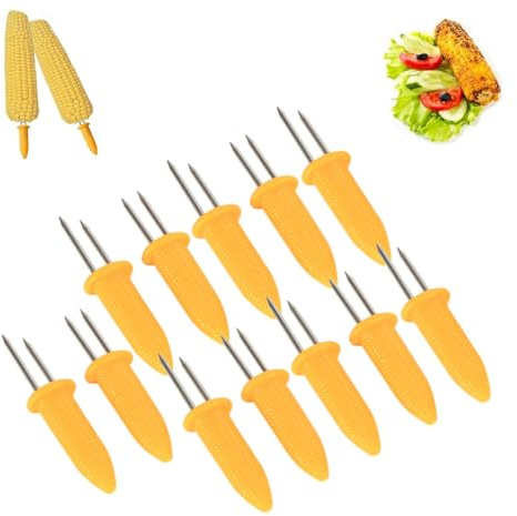 Maiskolbenhalter, 12 Stück, hitzebeständiger, rutschfester Grill-Maiskolbenspieß aus Edelstahl für den Grill und Maiskolbenspieße