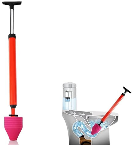 Detergente for scarico aria ad alta pressione con stantuffo for WC, strumento di sblocco Blaster, for sbloccare rapidamente lo scarico a pavimento della doccia WC(1PCS)