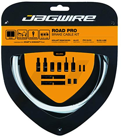 Jagwire Bremskabel- und Bremsschlauch-Set für Rennräder (SRAM/Shimano), Kevlar-verstärkter Kunststoff, Weiß, 1 Stück | Kabel