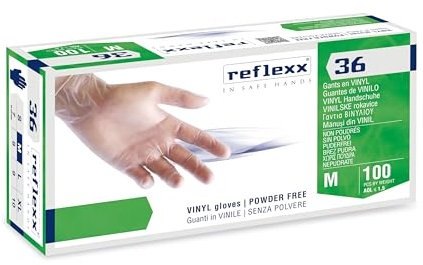 Reflexx R36, puderfreie Vinylhandschuhe., M, durchsichtig, 100