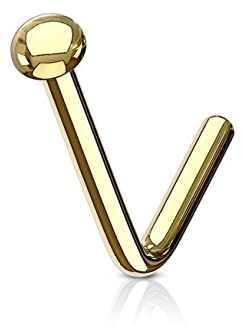 Paula & Fritz® L-Form Kugel Flat Disc Nasen-Piercing Nasenpiercing-s Nose für Nasenfluegel als Nasenschmuck Nasenstecker Nostril Edelstahl Chirurgenstahl 316L Silber roségold Gold schwarz