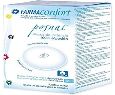 Farmaconfort Discos de Lactancia Algodón 30U Redondo Absorbente y Cómodo