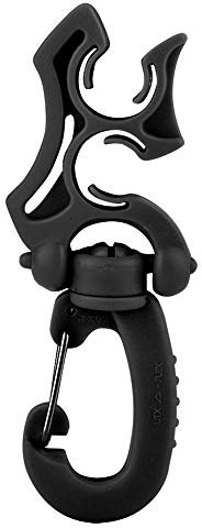 Keenso Scuba Diving Double Hose Holder with Clip, Scuba Diving Double BCD Hose Holder Clip Regulator Retainer Buckle Hook for Dive Snorkeling(Black) divingdiving hose clip