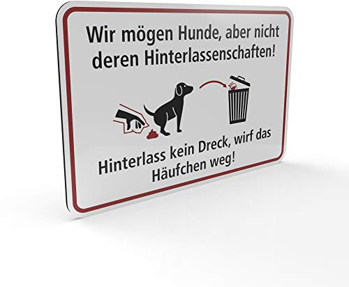 Betriebsausstattung24 Kein Hundeklo Schild lustig 30,0 x 20,0 cm | 30,0 x 20,0 cm - Aluminium Verbundplatte - Wir mögen Hunde, Aber Nicht deren Hinterlassenschaften!
