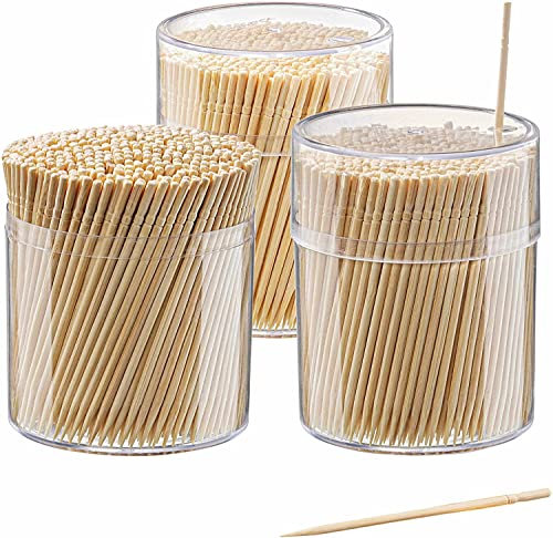 Gusto [1500 Count] Bamboo Wooden Toothpicks Wood Round Single-Point Tooth Picks - Formerly Comfy Package