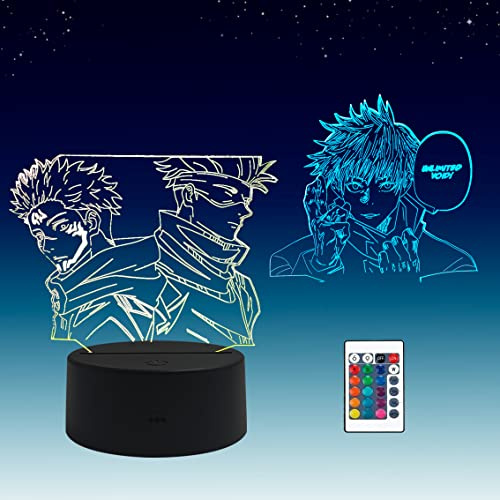Sosowlight 2 in 1,3D Illusions Anime Lampe,16 Farben RGB Fernbedienung,LED Schreibtisch Nachtlicht