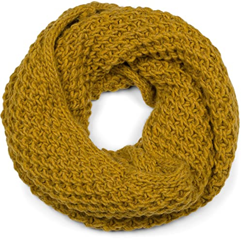 styleBREAKER Unisex Strick Loopschal grob gestrickt, Uni Schlauchschal, Winter Strickschal, Grobstrick Schal 01018157, Farbe:Curry