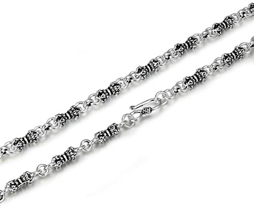 Beydodo Silber Kette 50CM Herren 925 ohne Anhänger, 7MM Vajra Gliederkette mit Hakenverschluss Silber Halskette Biker Partnerkette Freundschaftskette für Männer Jugend