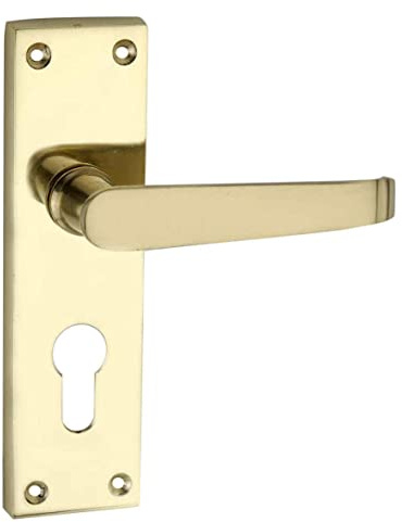 Designer Levers Victorian Straight Lever Door Handles, Polished Brass | Supplied as a pair; for locking doors; includes 1 pair, 8mm spindle and screws.