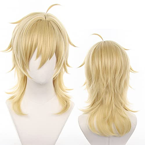 Blonde lange gerade Perücken mit Bangs Hitzebeständige Faser synthetische für Unisex Frauen Männer Halloween Comic Con Anime Cosplay Show Ersatz Perücken