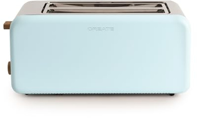 CREATE/TOAST RETRO XL/Tostapane Blu / 6 livelli di potenza, vassoio raccoglibriciole, termostato, scongelamento, riscaldamento, 2 fessure larghe, 1500W