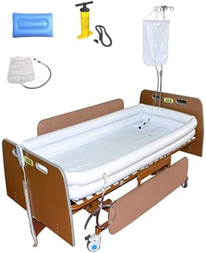 FOOJO Medizinisches aufblasbares Badewannen-Duschsystem – Badewanne im Bett Hilfsmittel – PVC-Badewanne für Erwachsene mit Wasserbeutel – Badewanne im Bett Hilfsmittel für behinderte, ältere, Bett