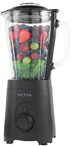 Petra Standmixer Glas 1,5L, Smoothie Maker & Mixer für Küche, Hochleistungsmixer mit Impulsfunktion, Blender Mixer mit Glasbehälter, BPA-frei, 2 Geschwindigkeiten, 600W