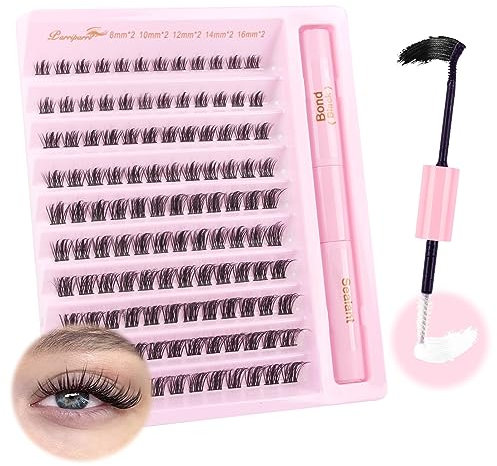 Parriparri Ciglia Finte Kit con Colla Naturali Ciglia Finte Ciuffetti con Bond e Seal Morbide Extension Ciglia per Uso Personale e Domestico