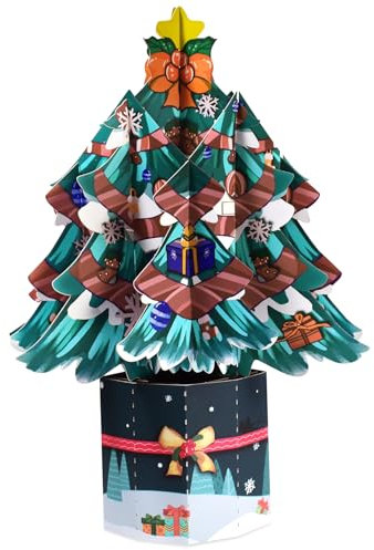 GREETING ART Pop Up Weihnachtskarten,Pop-Up Blumenkarte, Pop Up Weihnachtsbaum Blumenstrauß Karte, 9.3 x 7.5-3D Weihnachtsgrußkarten, Geburtstag,für Frauen und Männer