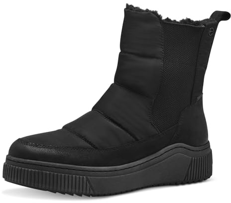 Tamaris COMFORT Vinterstövlar för kvinnor utan klack, fodrade vattenavvisande, svart, 36 EU