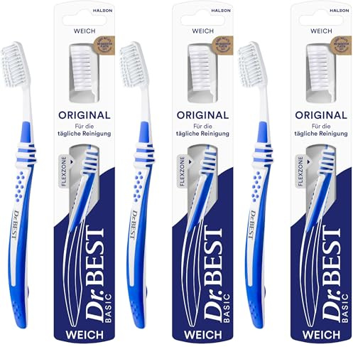 Dr.BEST Original Zahnbürste, Weich (1 Stück), hilft, das Zahnfleisch zu schützen (Packung mit 3)