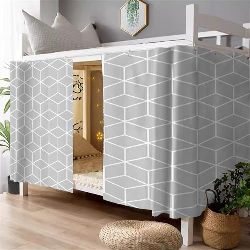 Treer Bettvorhang Hochbett Etagenbett Blackout Vorhänge Muster Staubdicht Betthimmel Hochbett Kinder Bettzelt Schlafsaal Bettvorhänge (Geometrie 3,1,2 m x 2 m (2 Stück))