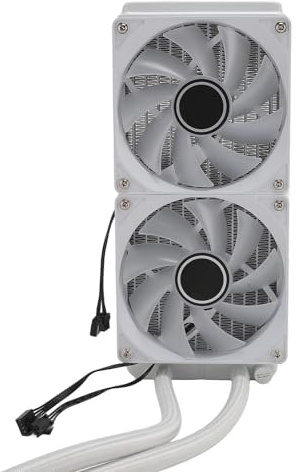 Raffreddatore a Liquido per CPU da 240 Mm, Raffreddatore Ad Acqua per CPU Regolabile con Sincronizzazione ARGB, Dissipatore per CPU con Doppia Ventola PWM da 120 Mm Ad Alte (WHITE)