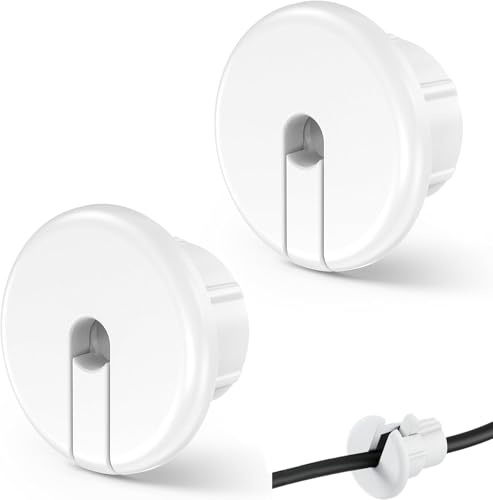 Yuiturt 2 Stück Wanddurchführung Wanddurchführung Kabel Cable Grommet, Durchführungskabeldurchführung für Ethernet-Kabeltülle, Möbeldrahtlöcher(Weiß)