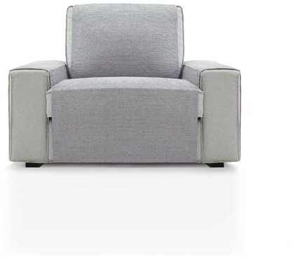 FAVERTI® Cubre Sillón 1 Plaza o sillón Relax de 55 cm | Modelo PEGO | Gris Claro | Chenilla Tacto Extra Suave, Protector sillón de Calidad Hecho en España con Material Reciclado