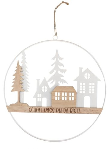 Herz & Heim® Dekorativer Türkranz mit weihnachtlicher Stadtsilhouette zum Aufhängen, verschiedene Personalisierungen zur Wahl (Wunschtext)