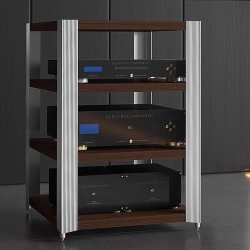 Elitix HiFi Rack Hochleistungs-Stereo-Rack für Medienkonsolen, Lautsprecher-Audio-Video-Organizer mit Großer Kapazität, Beistelltisch-Stereoschrank, Audio-Rack für Spielekonsolendrucker(L)