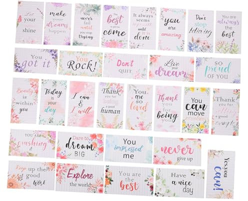 GETAJGHSD 30stücke Kleine Motivationskarten Bunte Karten Mit Inspirierenden Zitaten Englisch Karten Mit Englischen Wörtern Und Affirmationen Für Lunchboxen Rucksäcke Und Verteilung