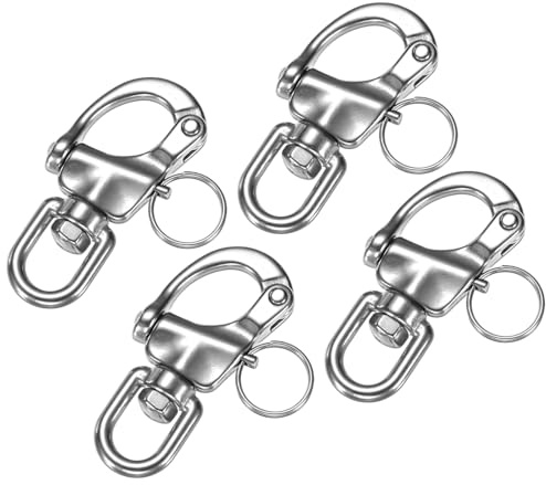 TIXIPEM Swivel Snap Shackles [4PCS] - 316 Stainless Steel Swivel Eye Snap Shackle Use for Sailing Rigging & Camping & Marine - [70MM/2.76IN-500 KG] Quick Release Snap Hook