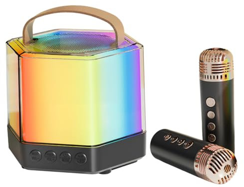Veemoon Micro Karaoké Portable avec Microphone Enceinte Karaoké pour Adultes Et pour Fêtes