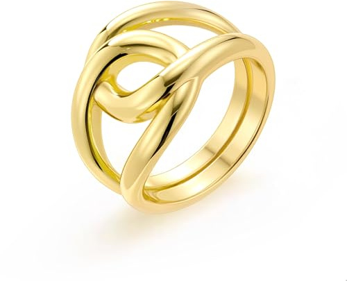 ALEXCRAFT Breit Ringe für Damen Chunky Glatter Große Klobige Ringe Schmuck