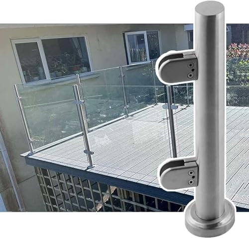 Ringhiera in vetro per balaustre da esterno, supporto rotondo in vetro con morsetto, perfetto per scale da giardino e terrazze ed elegante soluzione di sicurezza
