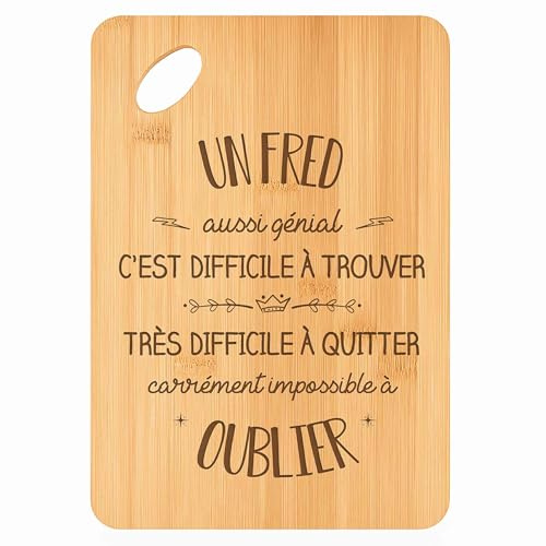 Planche à Découper un Fred Aussi Génial - Plateau Apéro en Bambou Cadeau Gravé pour Homme Cuisine Barbecue