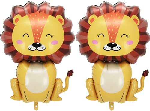 Ovanda 2 Stück XXL Löwe Folienballon,Ballon Animals,Tier Luftballons,Dschungel Tiere Luftballons,Cartoon Luftballon Löwe,Waldtiere Helium Ballons,Löwes Ballons für Safari,für Junge Mädchen Geburtstags