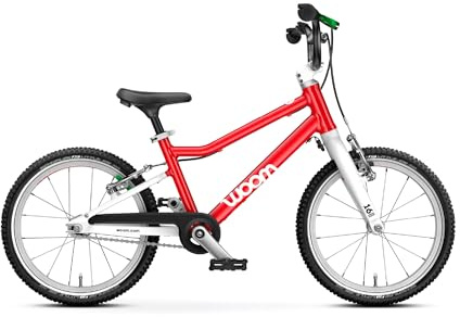 Woom GO 3 Superlight Kinderfahrrad – 40,6 cm (16 Zoll) Räder – leichtes Fahrrad mit Einer Geschwindigkeit mit Handbremsen – für Kinder von 4 bis 6 Jahren – woom Rot