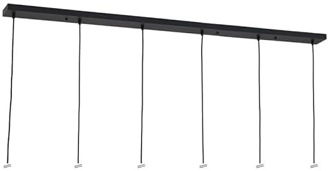 ORION LIGHTSTYLE Rosace de plafond pour lampe Baldaquin long rectangulaire, boîte de dérivation avec 6 sorties de câble (150x10x2,5 cm), noir - idéal pour table à manger