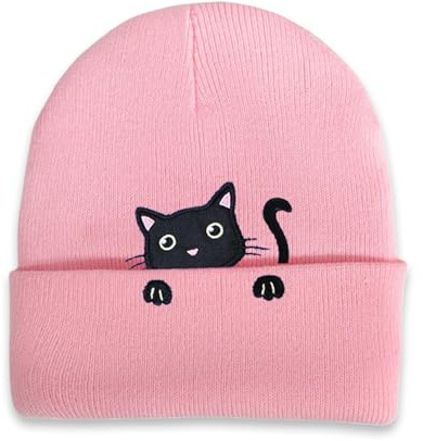 Katzenmütze,Mädchen Kinder Mütze Wintermütze Winter Herbst Beanie Lila Mützen mit Katze Ohren Katzenohren Strickmütze Cat Haube Süße Kitty Mutze Katzen Hat Katzenmotive Caps für Kids Teenager Madchen