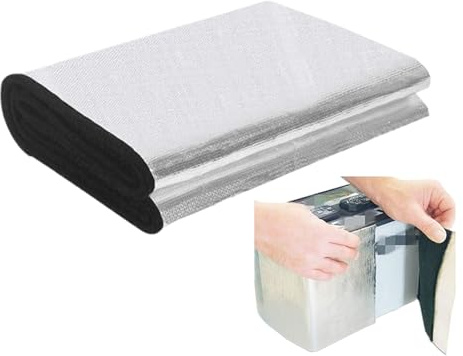 Housse isolante pour batterie de voiture - Feuille d'aluminium - 102 x 18 x 0,3 cm - Résistant au feu - Protection flexible - Résistant au feu - Pour temps froid - En hiver ATV Moto Tondeuse à gazon