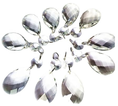 PULaif Cazador de Sol de Cristal, Paquete de 10 Colgantes de Prisma de Cristal Transparente de 38 mm for decoración de candelabros y Cortinas