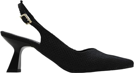 Daniela Vega - Zapato de salón Destalonado,tacón Kitten,de Rafia,Puntera Fina,Escotado,Elegante para: Mujer