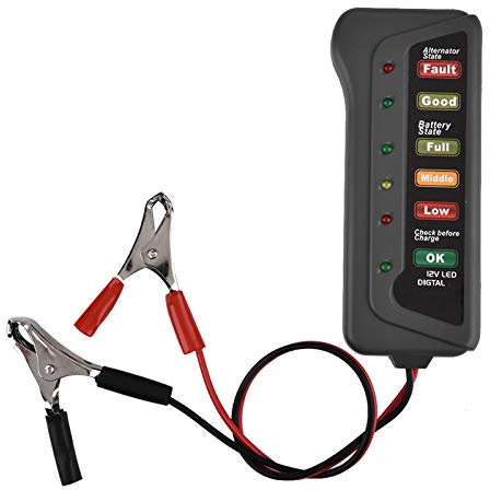 Sorandy Analizador de Probador de Batería de Automóvil de 12 V con Pantalla de 6 LED para Usuarios de Motocicletas y Automóviles