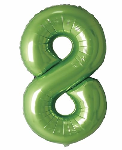 Folienballon Zahl 8 (Grün) von Trendario - XXL Riesenzahl 100cm Ballon - Helium Luftballons für Geburtstag, Partydeko, Hochzeit (Zahl 8, Grün)