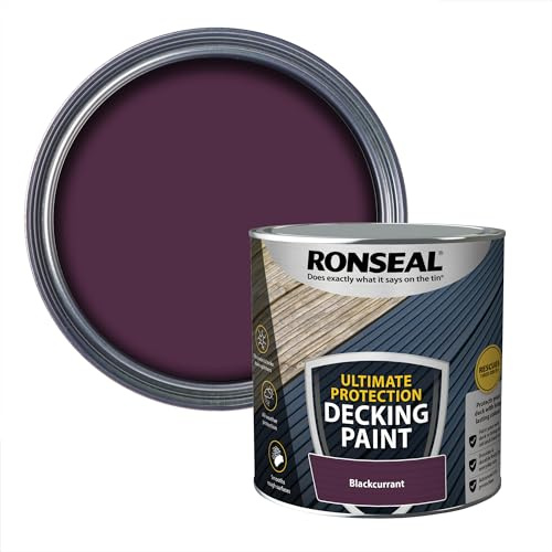 Ronseal Ultimate DECKING Paint Blackcurrant 2.5L | Fills cracks and locks down splinters. Long-lasting all-weather protection for timber decking.