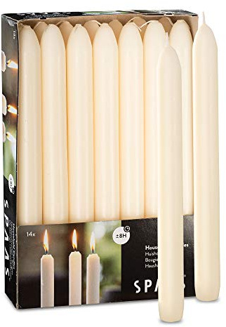 Tribello Ivory Candlesticks - Pack of 14 Cream Candle Sticks - Unscented 9 Tall Candlesticks - 8 Hour Long Burning Ivory Taper Candles for Home, Wedding, Holiday and Parties